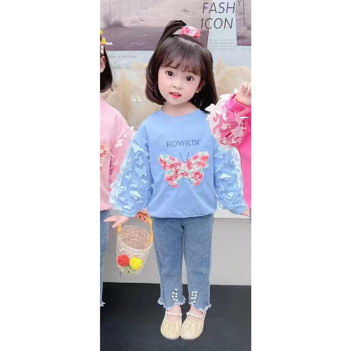 [001370] - Setelan Ootd Fashion Anak Import - Motif Butterfly Arm