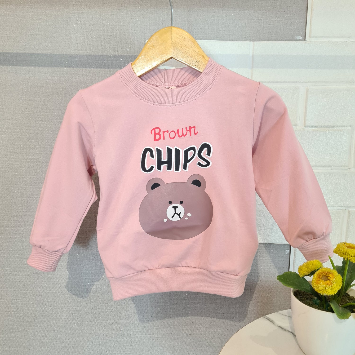 [102416] - Baju Atasan Sweater Fashion Import Anak Perempuan - Motif Bear Chips