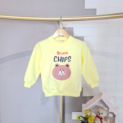 [102416] - Baju Atasan Sweater Fashion Import Anak Perempuan - Motif Bear Chips