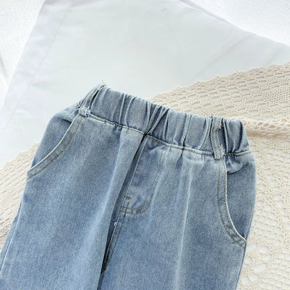 [507816] - Bawahan Celana Panjang Jeans Kulot Fashion Import Anak Perempuan - Motif Patch Paste