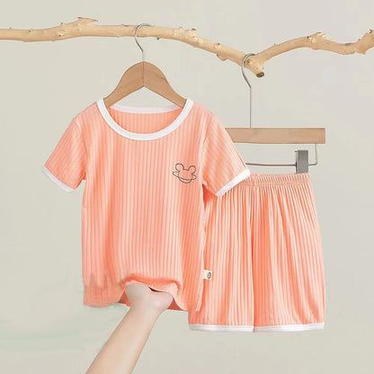[225833-B] - Baju Setelan Kaos Lengan Pendek Fashion Import Anak Cowok - Motif Drawing Line
