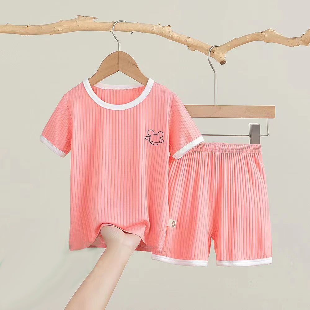 [225833-B] - Baju Setelan Kaos Lengan Pendek Fashion Import Anak Cowok - Motif Drawing Line