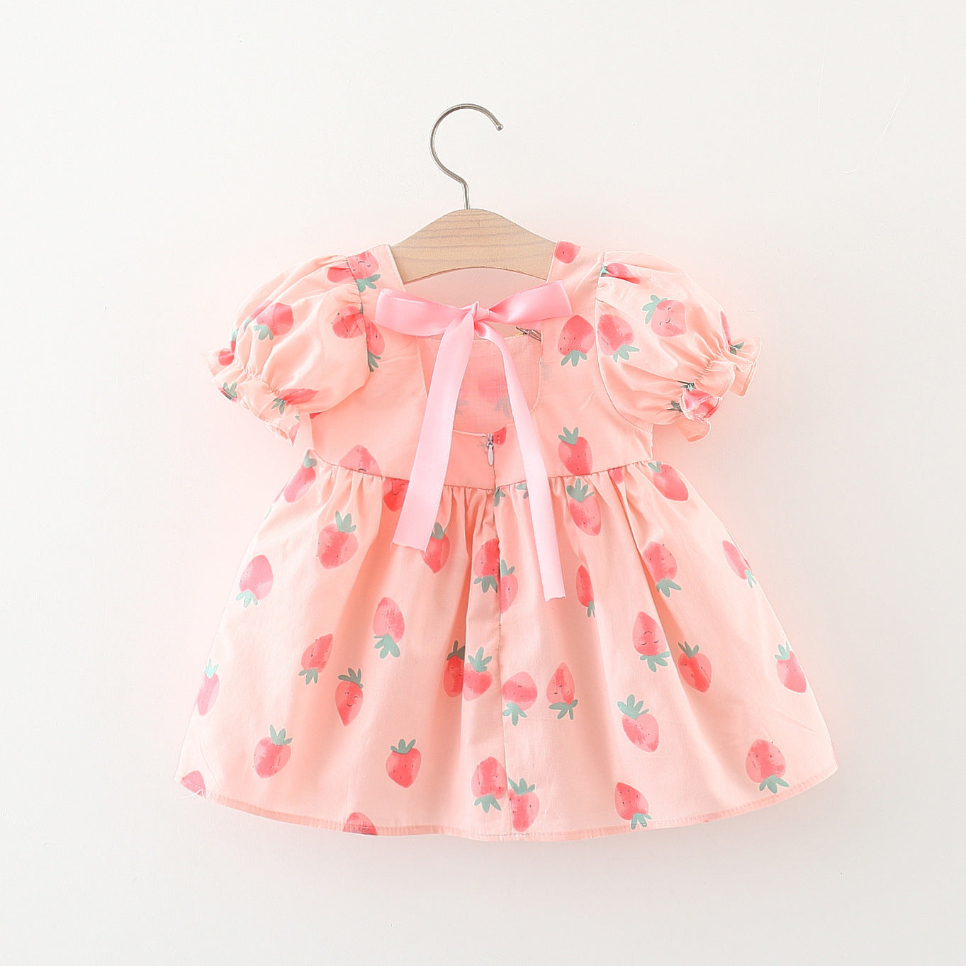 [340367] - Baju Mini Dress Lengan Balon Fashion Import Anak Perempuan - Motif Strawberry Pattern
