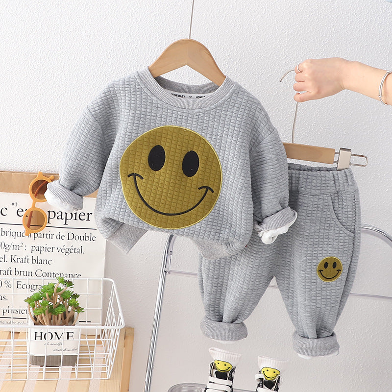 [345444] - Baju Setelan Sweater Lengan Panjang Celana Panjang Anak Perempuan Fashion - Motif Smile