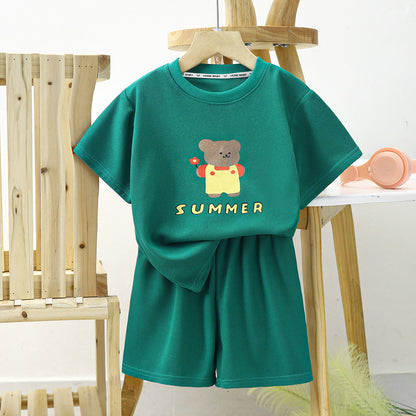 [351294] - Setelan Kaos Lengan Pendek Import Anak Cowok Cewek - Motif Summer Bear