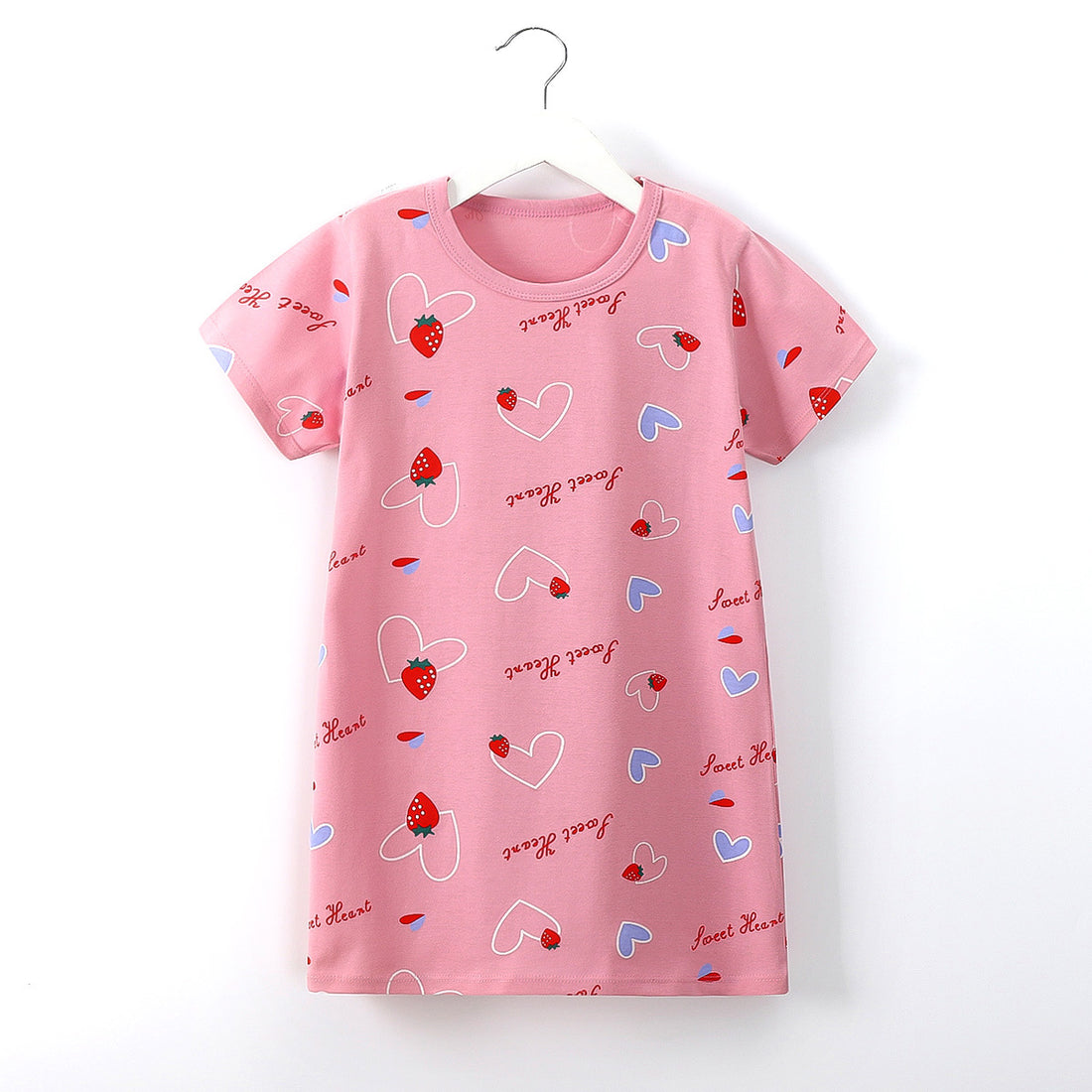 [351319] - Mini Daster Kaos Lengan Pendek Import Anak Perempuan - Motif Strawberry Heart