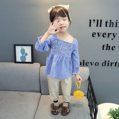 [368245] - Baju Setelan Trendi Anak Import - Motif Gingham Style