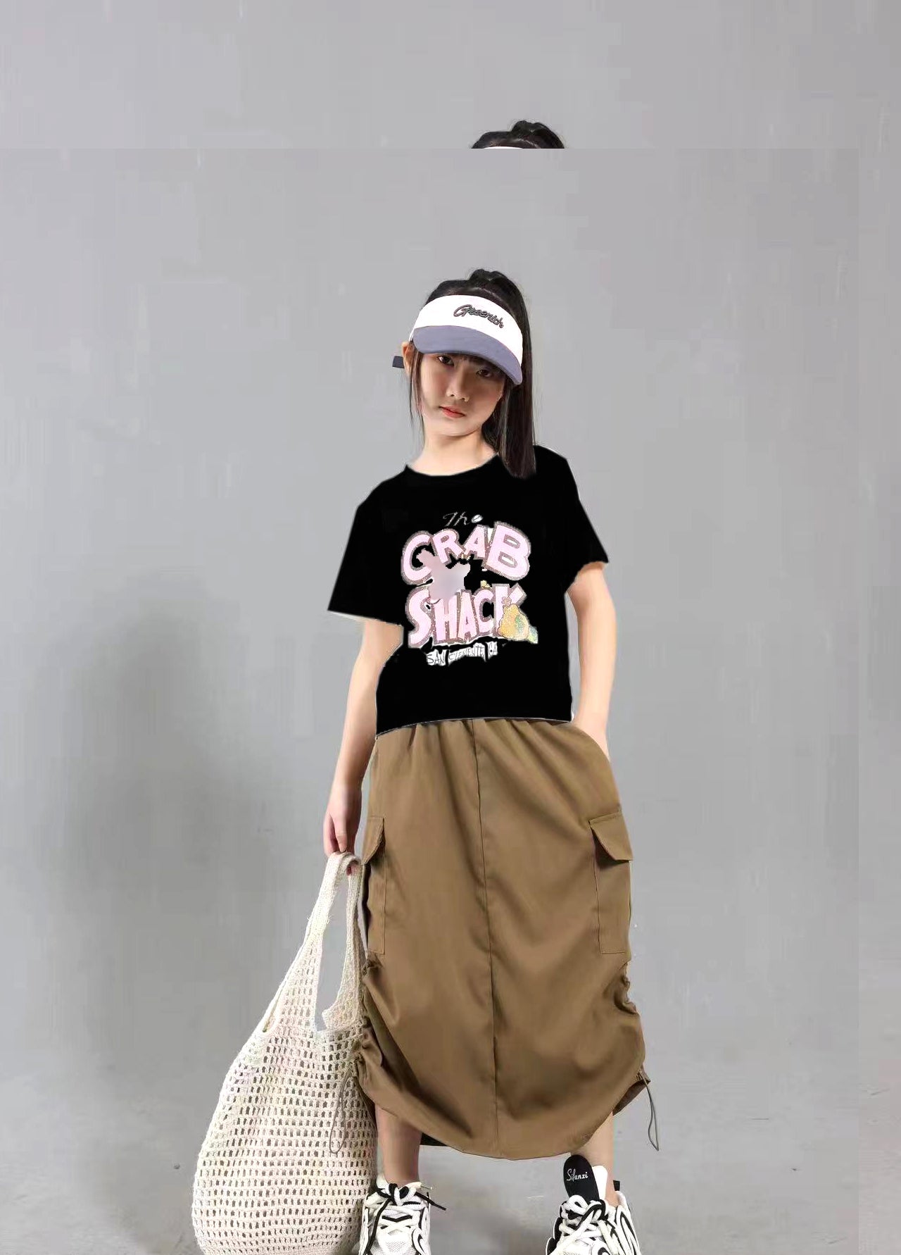 [5071023-V1] - Baju Setelan Lengan Pendek Celana Rok Fashion Import Anak Perempuan - Motif  Crab