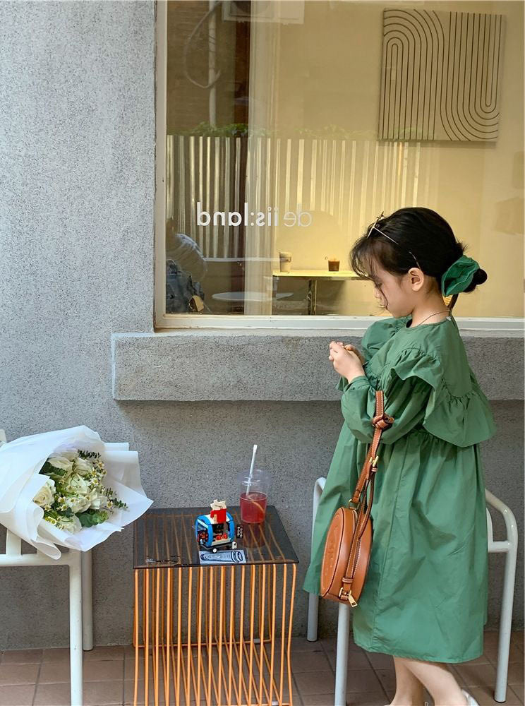 [507969] - Baju Dress Renda Polos Fashion Import Anak Perempuan - Motif Plain Thick
