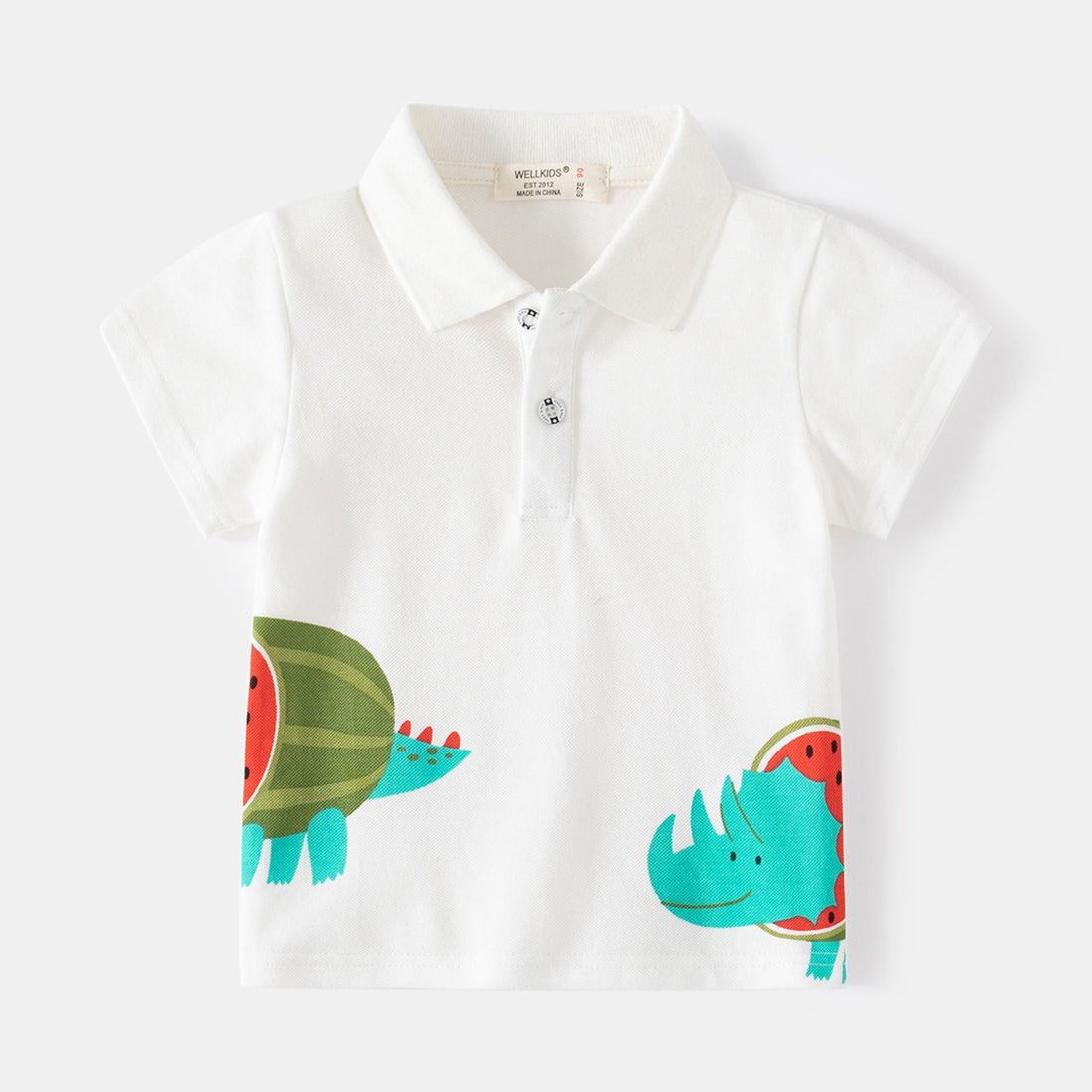 [5131035] - Baju Atasan Kaos Kerah Polo Fashion Import Anak Laki-Laki - Motif Dino Fruit