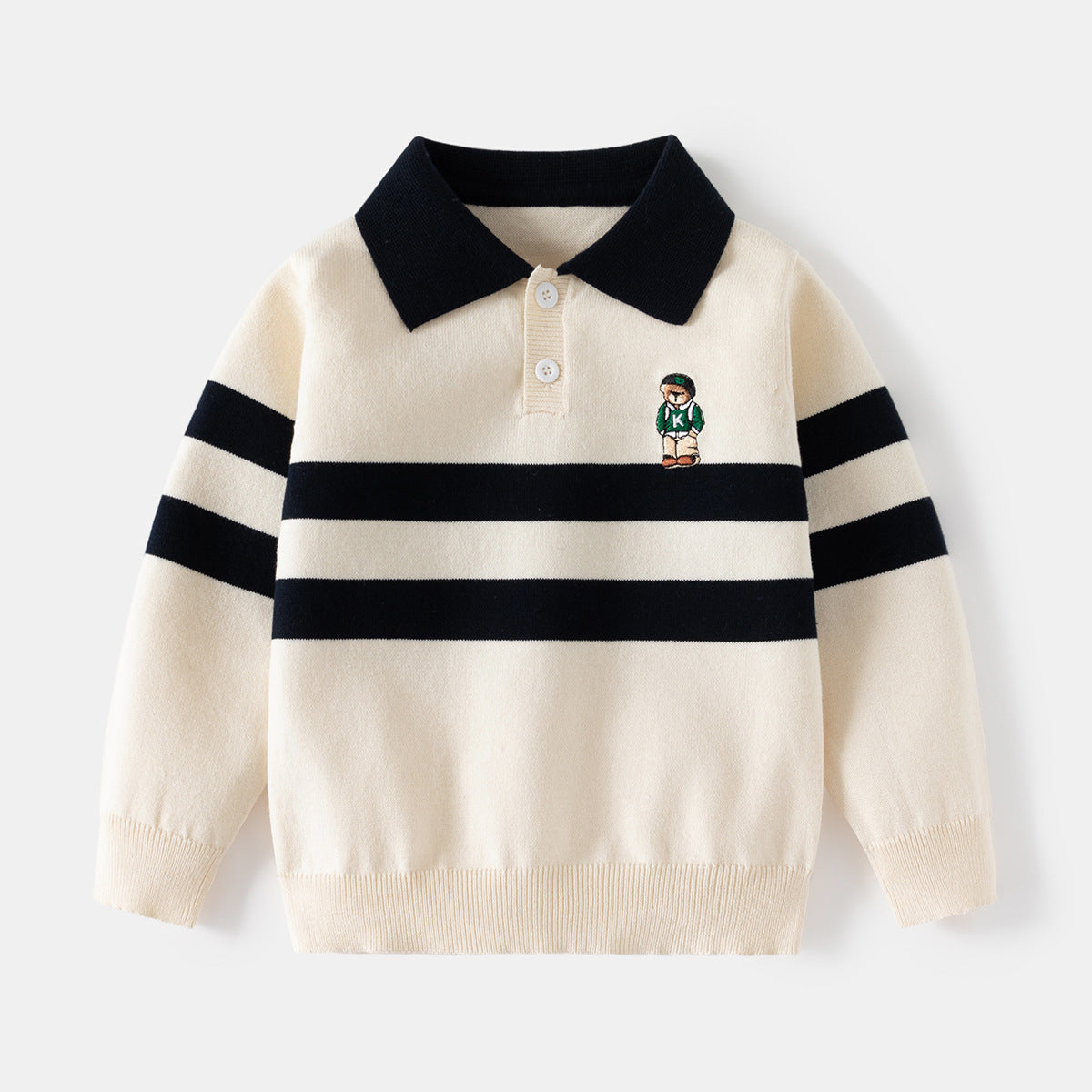 [5131096] - Baju Sweater Polo Lengan Panjang Fashion Import Anak Laki-Laki - Motif Line Guy