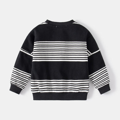 [513732] - Atasan Sweater Lengan Panjang Import Anak Laki-Laki - Motif Plain Stripe