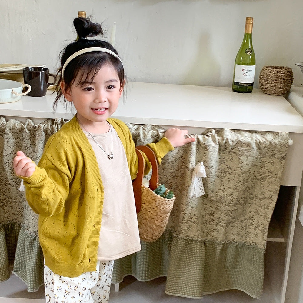 [602128] - Baju Atasan Lengan Panjang Cardigan Anak Perempuan Fashion Import - Motif Basic Knitted
