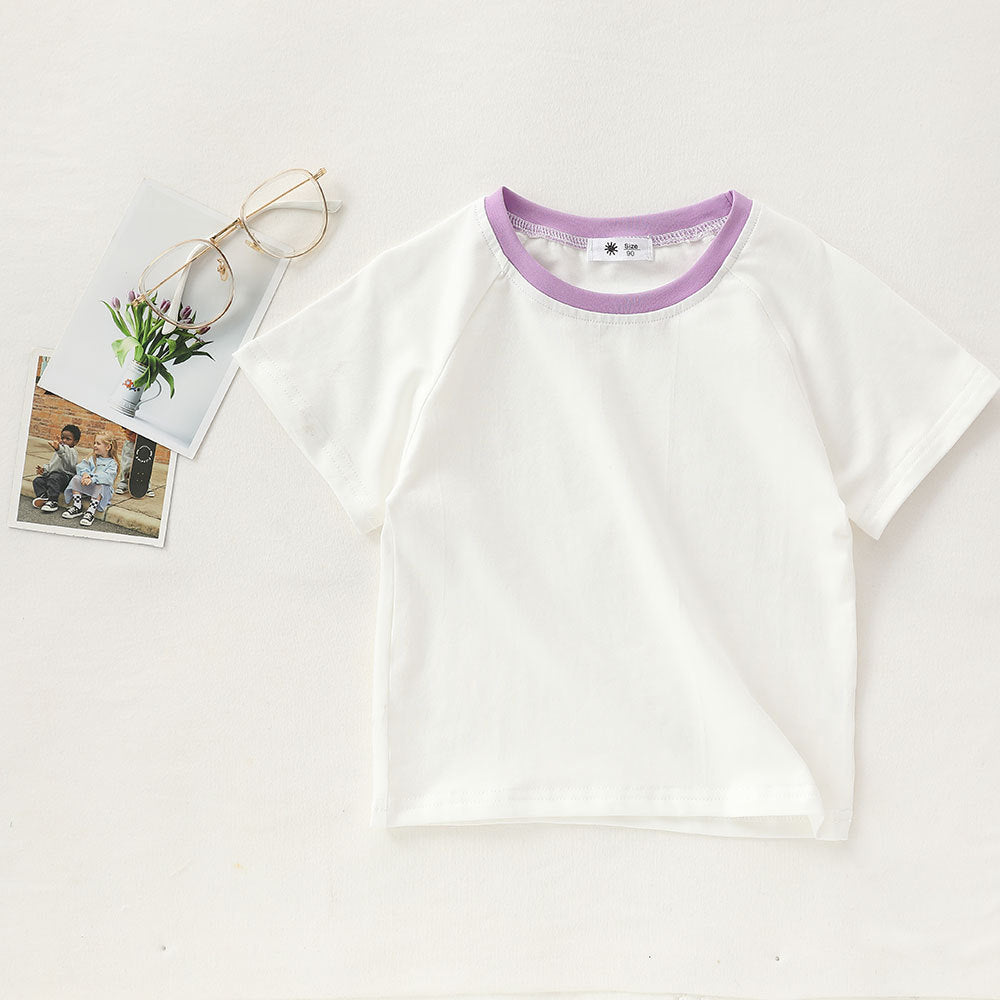 [602138] - Baju Atasan Kaos Lengan Pendek Anak Perempuan Fashion Import - Motif Colorful Neck