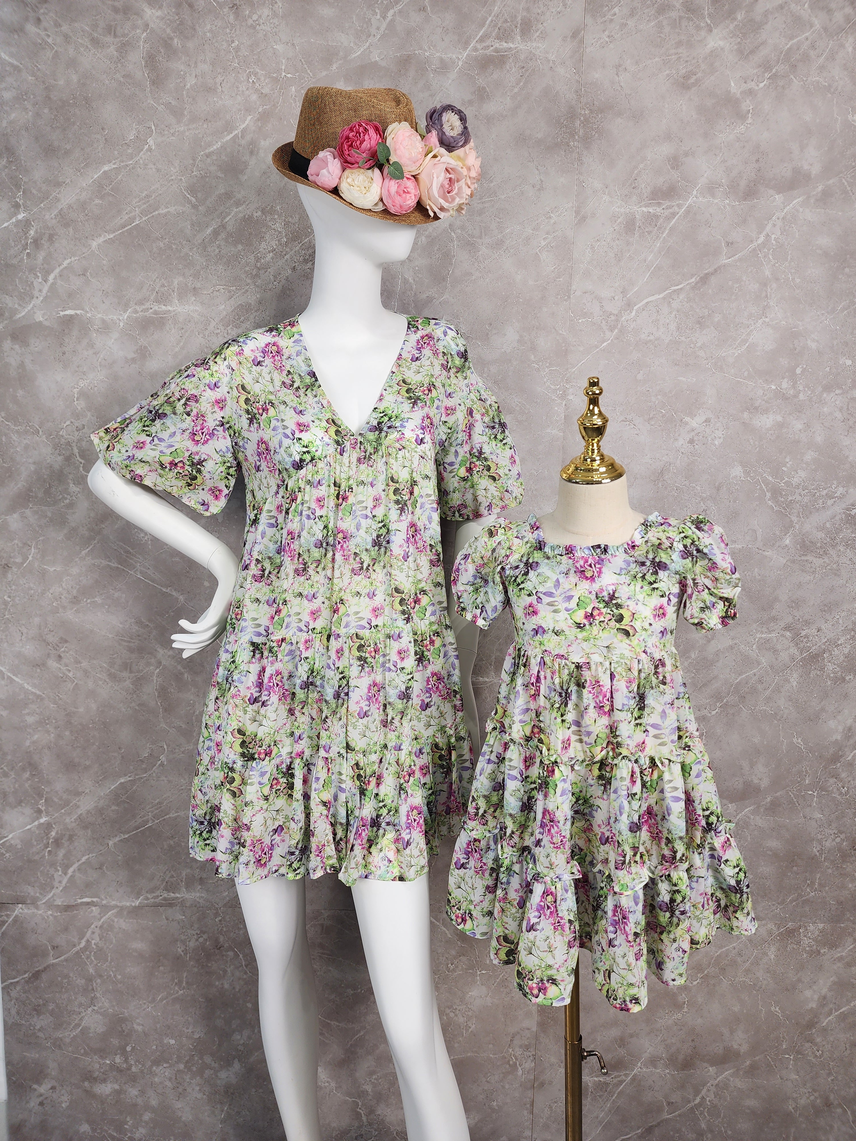 [DR157] - Dress Mini Couple Ibu Anak Fashion Import - Motif Floral
