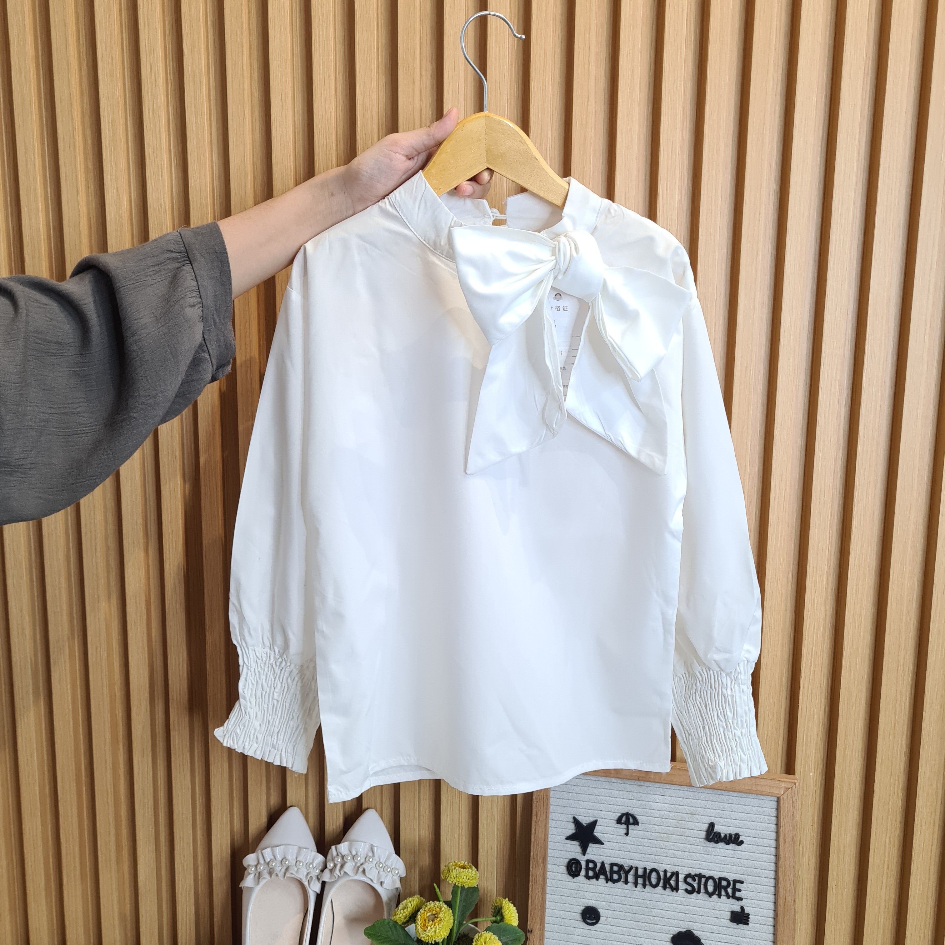 [507747] - Baju Atasan Blouse Polos Fashion Import Anak Perempuan - Motif Rubber Sleeve