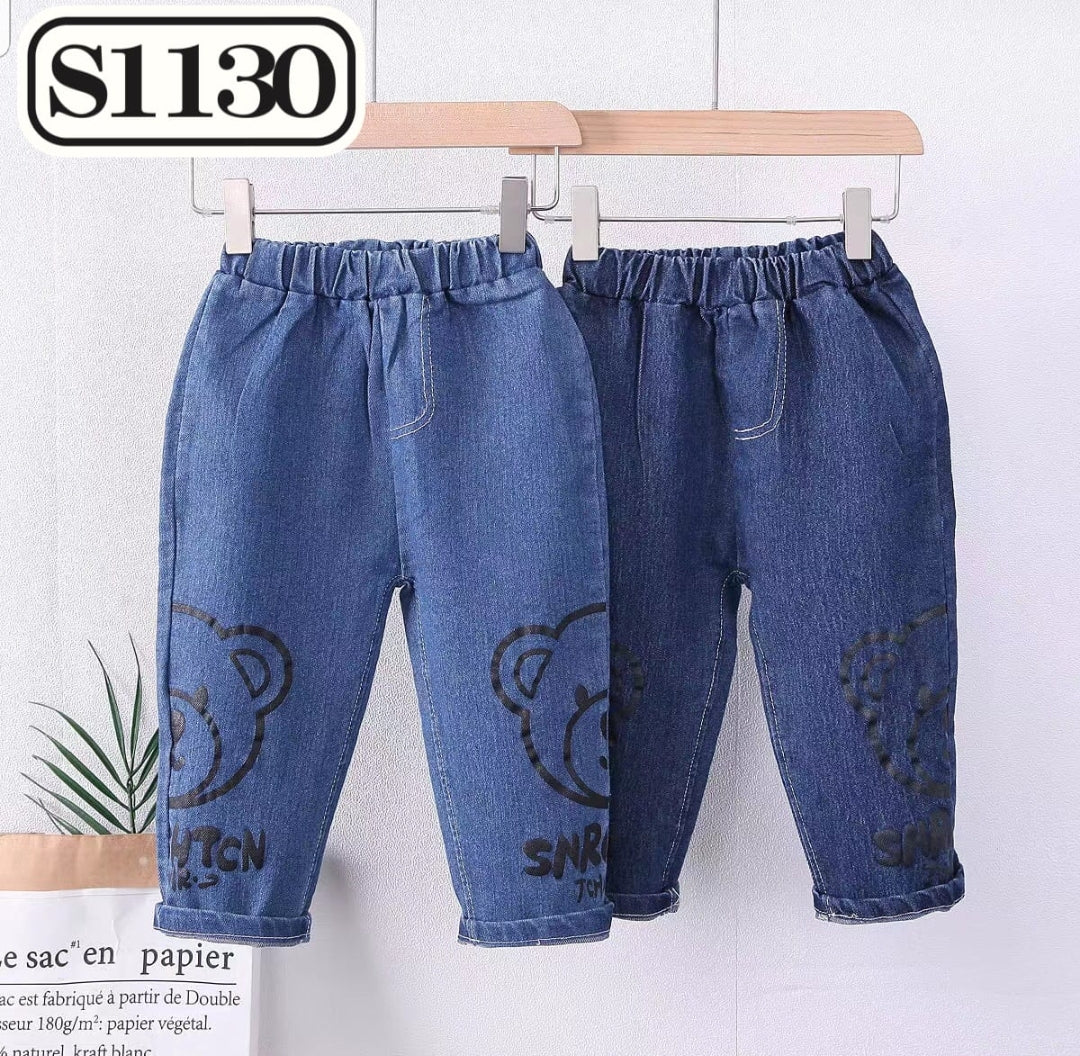 [119369-V1] - Bawahan Celana Panjang Jeans Fashion Import Anak Laki-Laki - Motif Bear Head
