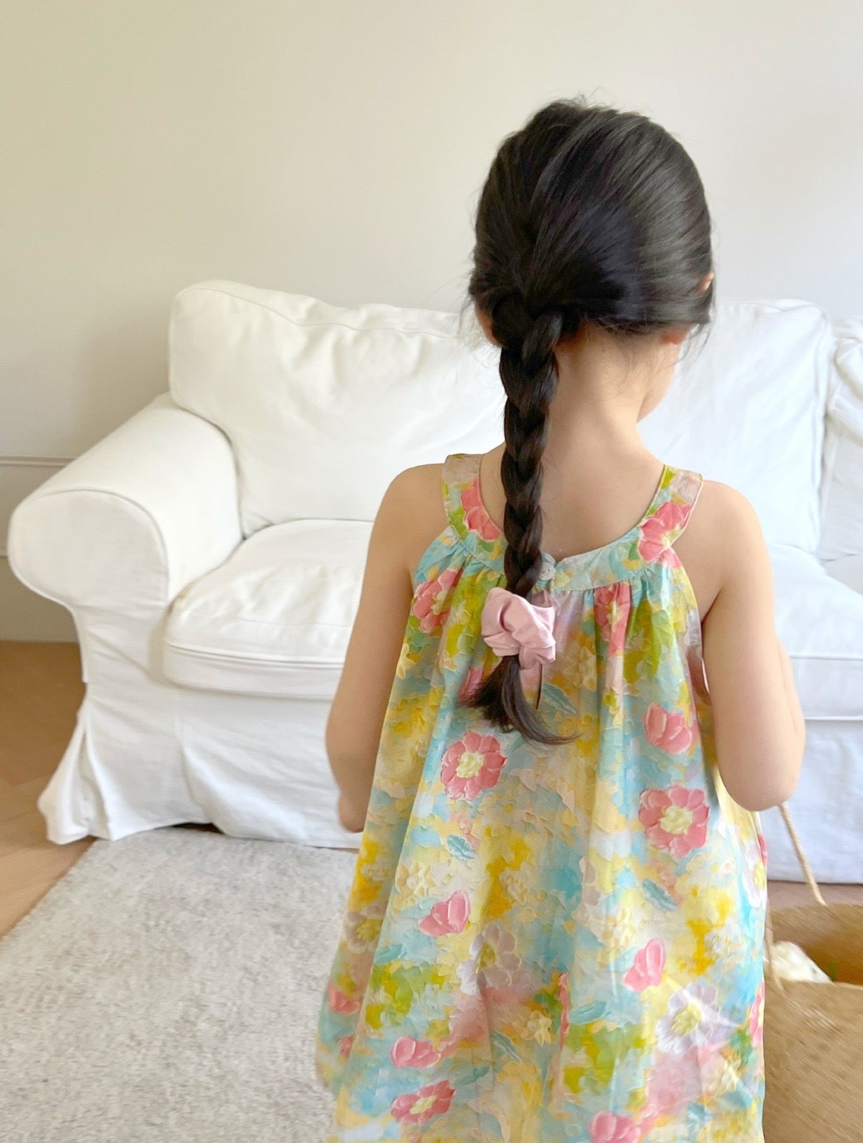 [507949] - Baju Dress Lengan Kutung Anak Perempuan Import Fashion - Motif Colorful Flower