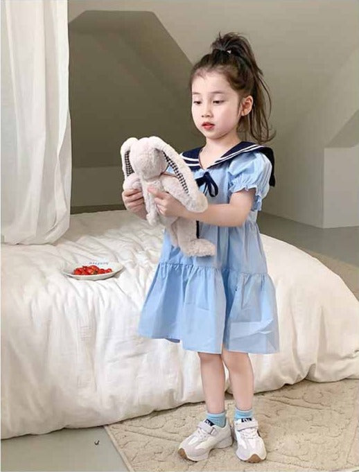 [507951] - Baju Dress Lengan Pendek Anak Perempuan Import Fashion - Motif School Uniform