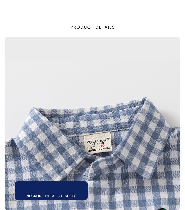 [5131087] - Baju Atasan Kemeja Kotak-Kotak Fashion Import Anak Laki-Laki - Motif Square Guy