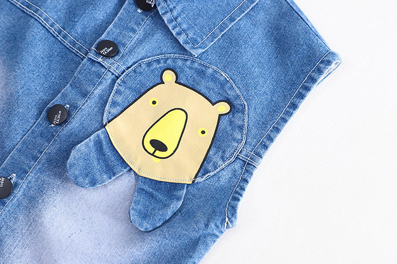 [345424] - Baju Setelan Rompi Atasan Kaos Pendek Celana Pendek Anak Cowok Fashion - Motif Lazy Bear