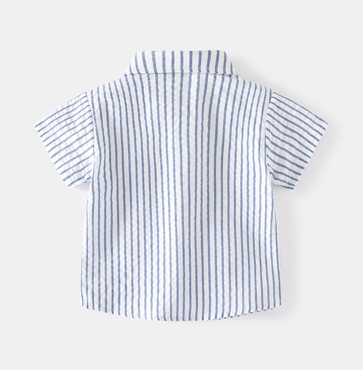 [5131036] - Baju Atasan Kemeja Garis-Garis Fashion Import Anak Laki-laki - Motif Direction Line