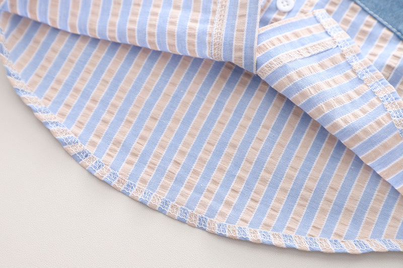 [345486] - Baju Setelan Kemeja Celana Chino Fashion Import Anak Laki-Laki - Motif Stripe Mix