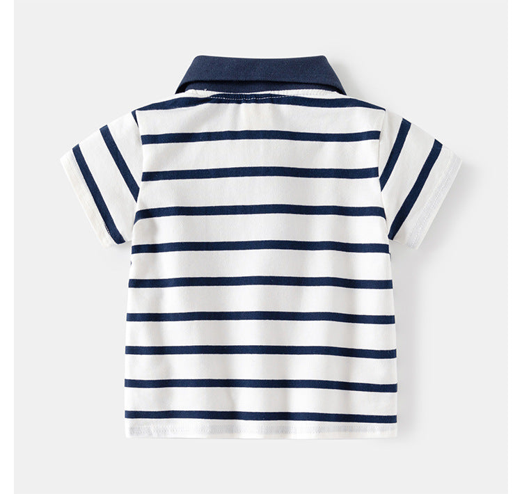 [5131082] - Baju Atasan Kaos Polo Kerah Fashion Import Anak Laki-Laki - Motif Cool Lines