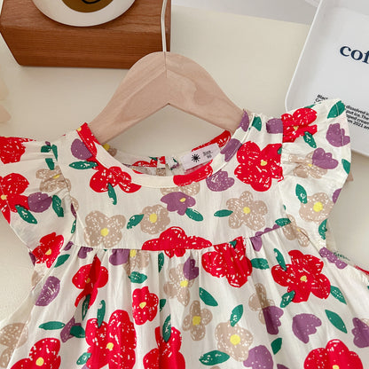 [602129] - Baju Dress Kutung Anak Perempuan Fashion Trendy Import - Motif Cool Flower