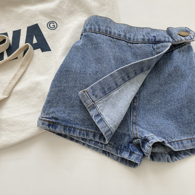 [508233] - Celana Jeans Model Semi Rok Fashion Import Anak Perempuan - Motif Side Cover