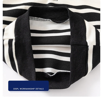 [5131081] - Baju Sweater Polo Lengan Panjang Fashion Import Anak Cowok - Motif Transverse Stripes