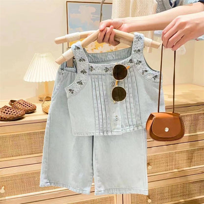 [363682] - Baju Setelan Jaket Celana Panjang Jeans Fashion Anak Perempuan - Motif Gradient Denim