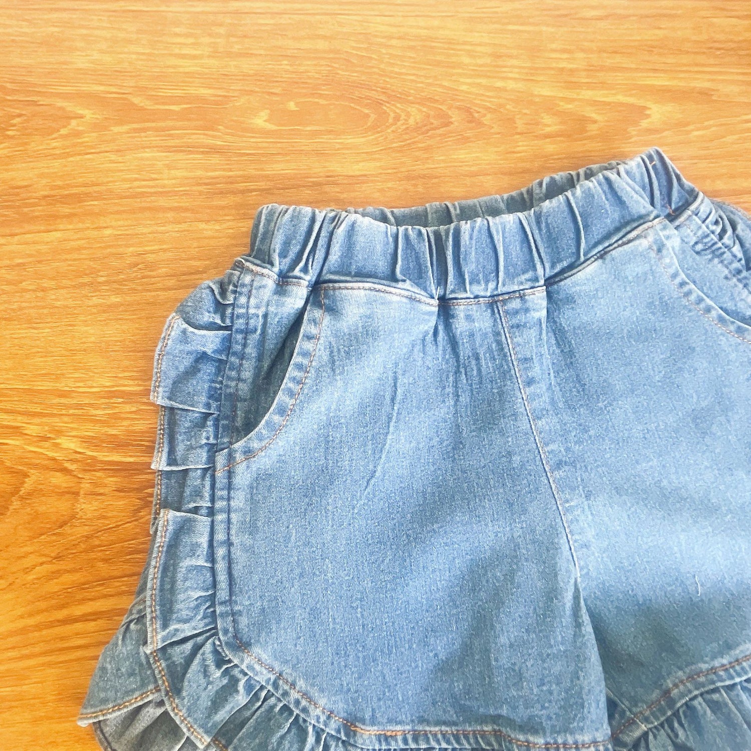 [363643] - Baju Setelan Blouse Celana Pendek Jeans Fashion Import Anak Perempuan - Motif Knot Flower