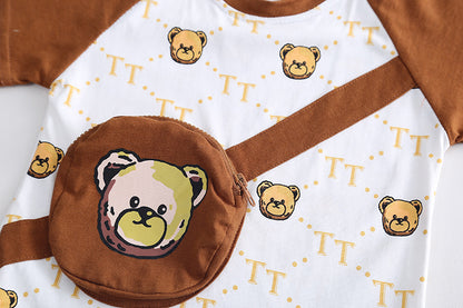 [345415] - Baju Setelan Kaos Lengan Pendek Celana Pendek Anak Cowok Fashion  - Motif Pocket Bear