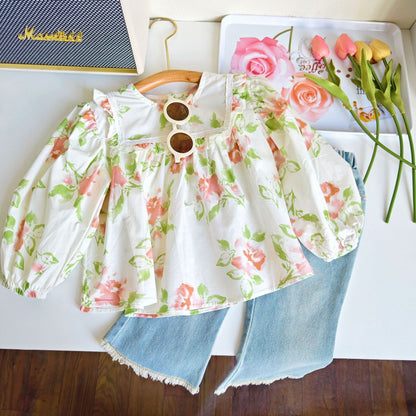 [363674] - Baju Setelan Blouse Celana Panjang Cutbray Fashion Anak Perempuan - Motif Balloon Flower