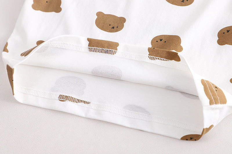 [345464] - Baju Setelan Kaos Lengan Pendek Bawahan Overall Anak Cowok Fashion - Motif Bear Button