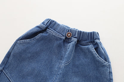 [345484] - Baju Setelan Kaos Kerah Polo Celana Jeans Fashion Import Anak Cowok - Motif Animal Line