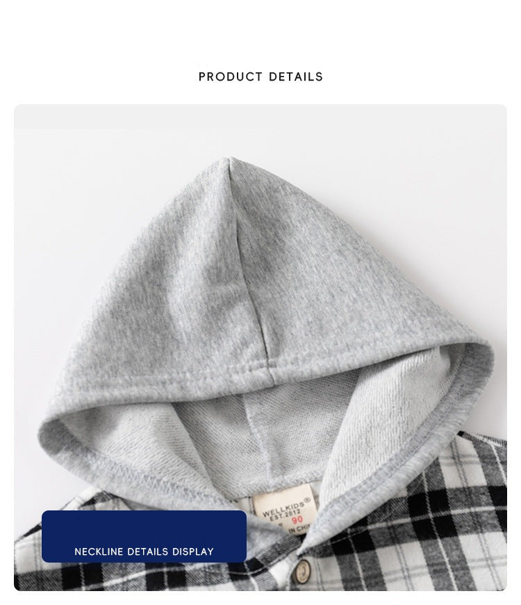 [5131083] - Baju Jaket Hoodie Kotak-Kotak Fashion Import Anak Laki-Laki - Motif Tilted Box
