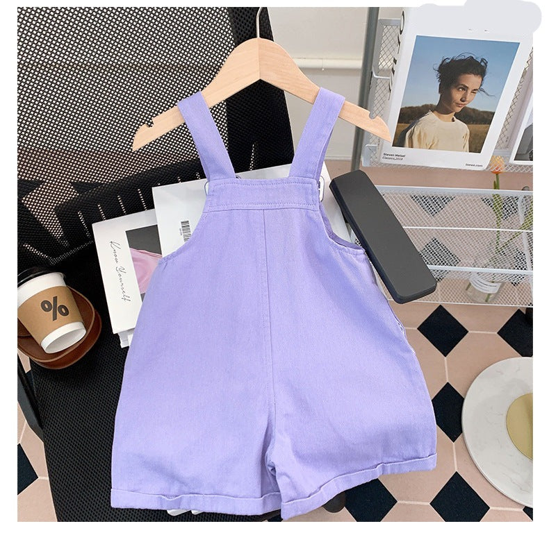 [363677] - Baju Setelan Kaos Overall Chino Fashion Import Anak Perempuan - Motif Plain Striped