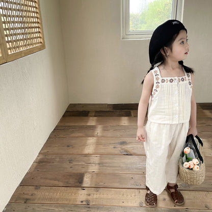 [507956] - Setelan Baju Lengan Kutung Bawahan Panjang Anak Perempuan Fashion - Motif Side Pattern