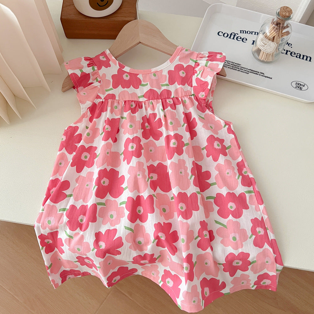 [602129] - Baju Dress Kutung Anak Perempuan Fashion Trendy Import - Motif Cool Flower
