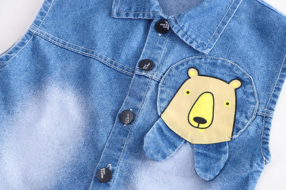 [345424] - Baju Setelan Rompi Atasan Kaos Pendek Celana Pendek Anak Cowok Fashion - Motif Lazy Bear
