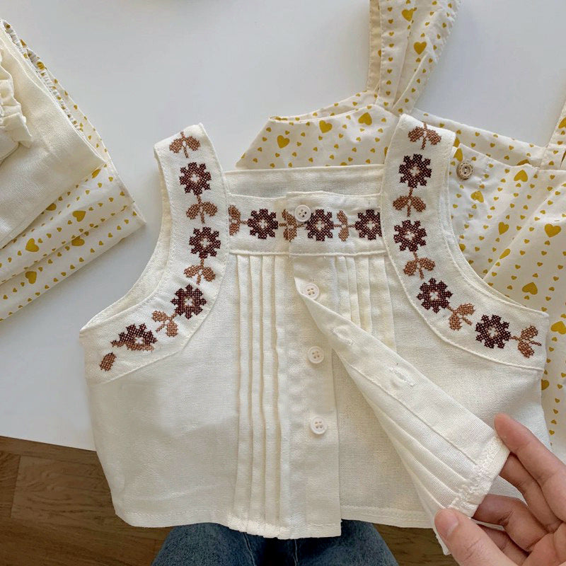 [507956] - Setelan Baju Lengan Kutung Bawahan Panjang Anak Perempuan Fashion - Motif Side Pattern
