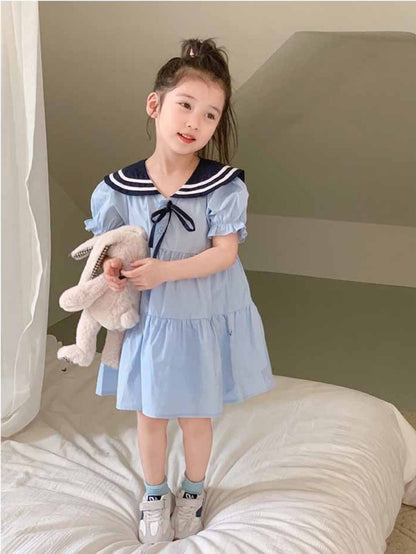 [507951] - Baju Dress Lengan Pendek Anak Perempuan Import Fashion - Motif School Uniform