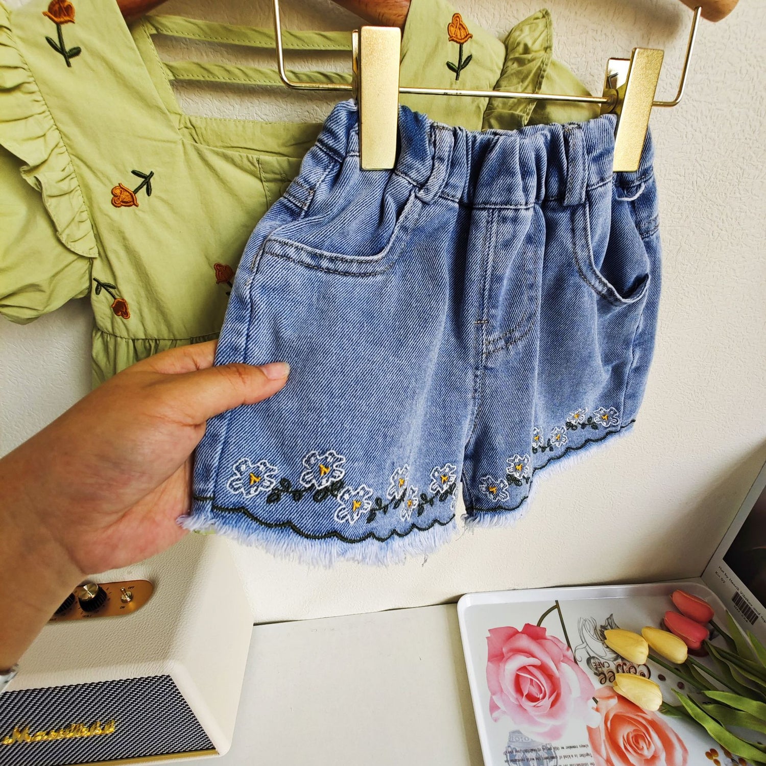 [363652] - Setelan Atasan Lengan Pendek Celana Pendek Import Anak Perempuan - Motif Little Flower
