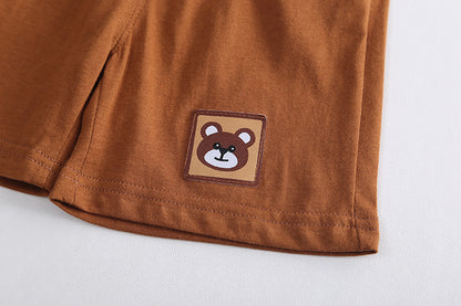 [345415] - Baju Setelan Kaos Lengan Pendek Celana Pendek Anak Cowok Fashion  - Motif Pocket Bear
