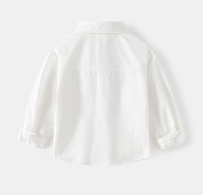 [5131054] - Baju Kemeja Atasan Lengan Panjang Fashion Import Anak Laki-Laki - Motif Label Pouch
