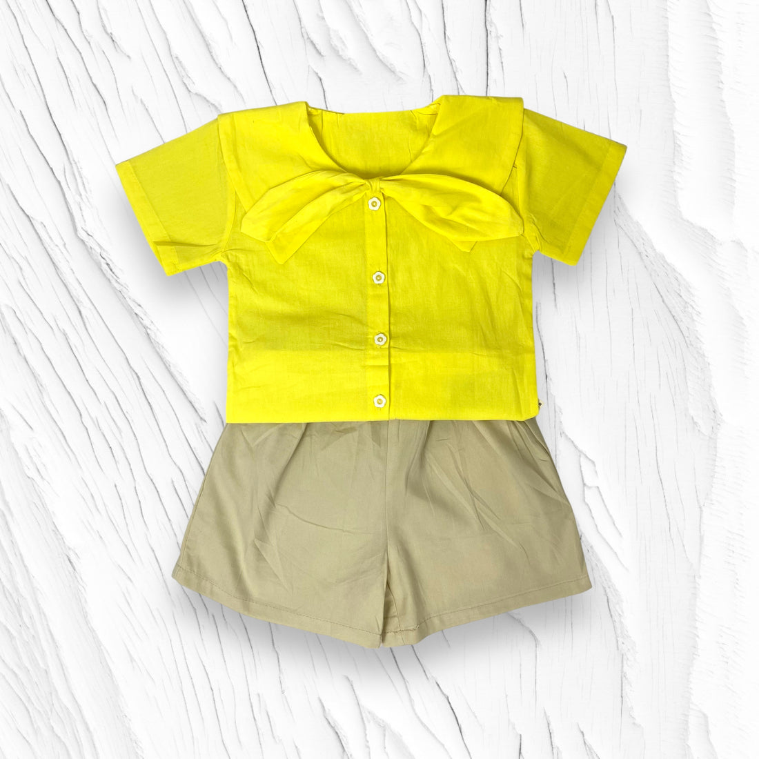 [340408-V1] - Baju Setelan Blouse Celana Pendek Fashion Import Anak Perempuan - Motif Big Collar