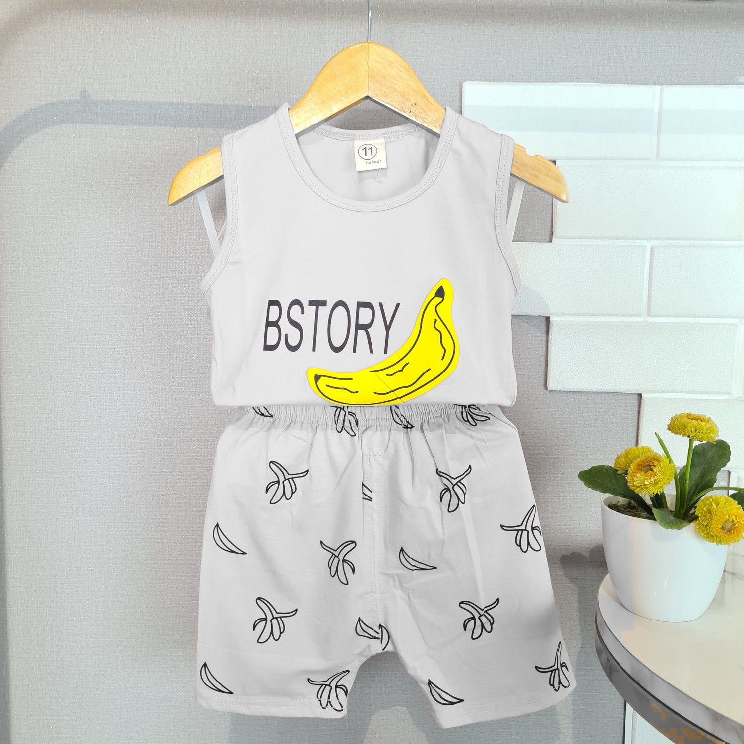 [102406] - Baju Setelan Kaos Kutung Fashion Import Anak Perempuan - Motif Peeled Banana