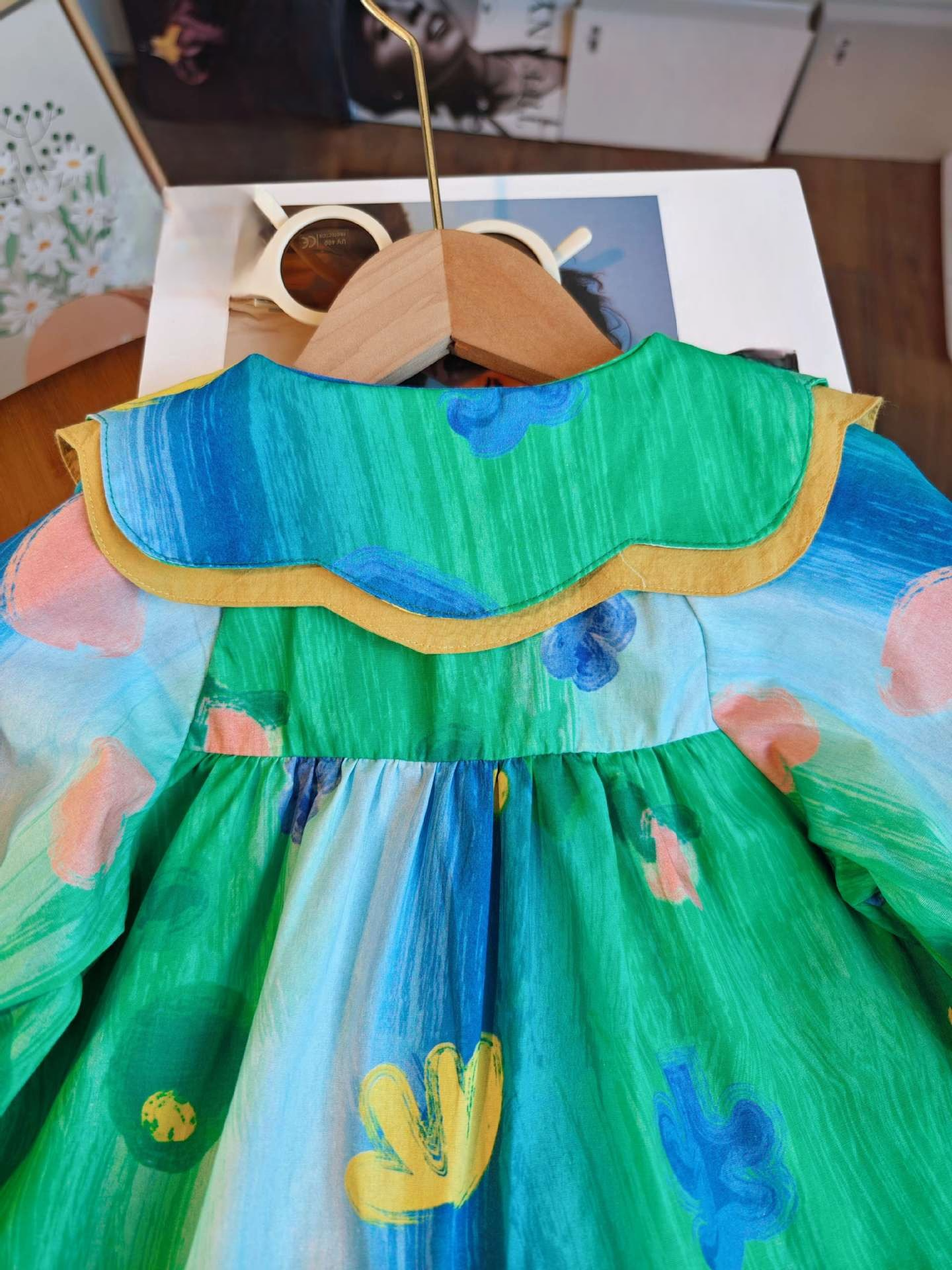 [363693] - Baju Dress Lengan Balon Fashion Import Anak Perempuan - Motif Flower Painting